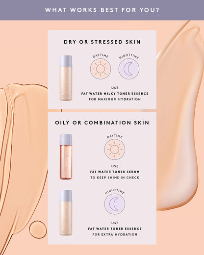 routine reccomendation chart with what toner to use for dry skin or oily/stressed skin